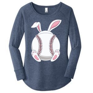 Funny Teens Happy Easter Baseball Bunny Coach Gift Women's Perfect Tri Tunic Long Sleeve Shirt