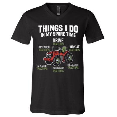 Funny Things I do in my Spare Time Tractor Farming V-Neck T-Shirt