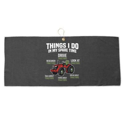 Funny Things I do in my Spare Time Tractor Farming Large Microfiber Waffle Golf Towel