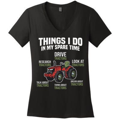 Funny Things I do in my Spare Time Tractor Farming Women's V-Neck T-Shirt