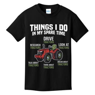 Funny Things I do in my Spare Time Tractor Farming Kids T-Shirt