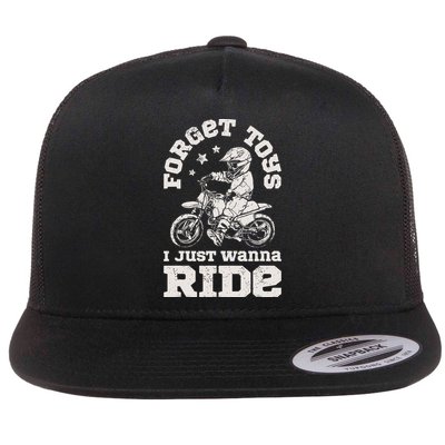 Forget Toys I Just Wanna Ride Dirt Bike Rider Motocross Flat Bill Trucker Hat