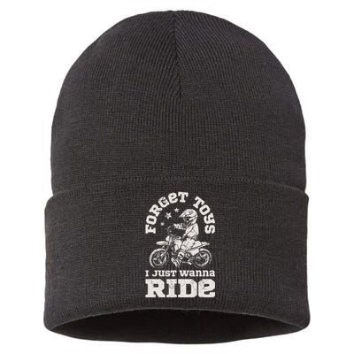 Forget Toys I Just Wanna Ride Dirt Bike Rider Motocross Sustainable Knit Beanie