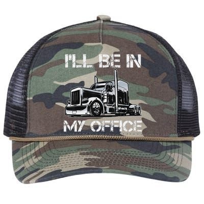 Funny Trucker I'll Be In My Office Costume Driver Trucker Dad Retro Rope Trucker Hat Cap