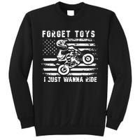 Forget Toys I Just Wanna Ride Dirt Bike Usa Flag Motocross Sweatshirt