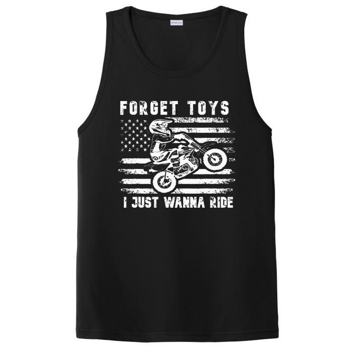 Forget Toys I Just Wanna Ride Dirt Bike Usa Flag Motocross PosiCharge Competitor Tank