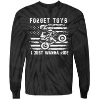 Forget Toys I Just Wanna Ride Dirt Bike Usa Flag Motocross Tie-Dye Long Sleeve Shirt