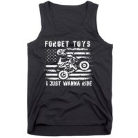 Forget Toys I Just Wanna Ride Dirt Bike Usa Flag Motocross Tank Top