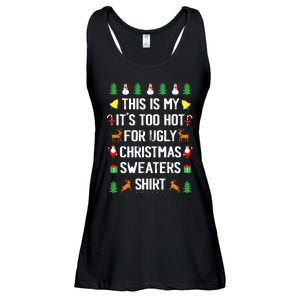 Funny This Is My Its Too Hot For Ugly Christmas Sweaters Ladies Essential Flowy Tank