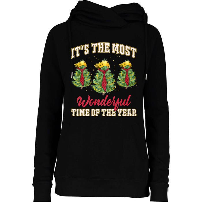 Funny Trump ItS The Most Wonderful Time Of The Year Xmas Womens Funnel Neck Pullover Hood