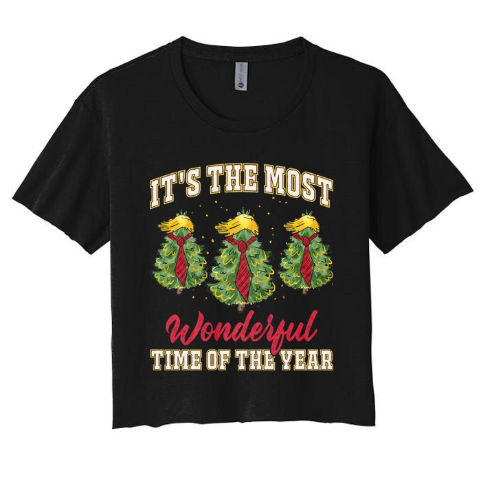 Funny Trump ItS The Most Wonderful Time Of The Year Xmas Women's Crop Top Tee