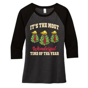 Funny Trump ItS The Most Wonderful Time Of The Year Xmas Women's Tri-Blend 3/4-Sleeve Raglan Shirt