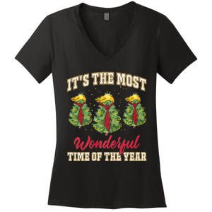 Funny Trump ItS The Most Wonderful Time Of The Year Xmas Women's V-Neck T-Shirt