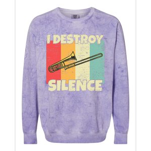 Funny Trombone Instrument I Destroy Silence For Trombone Colorblast Crewneck Sweatshirt