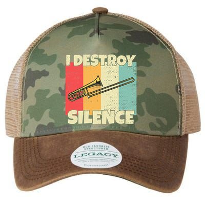 Funny Trombone Instrument I Destroy Silence For Trombone Legacy Tie Dye Trucker Hat