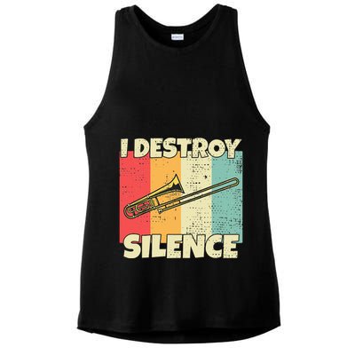 Funny Trombone Instrument I Destroy Silence For Trombone Ladies PosiCharge Tri-Blend Wicking Tank