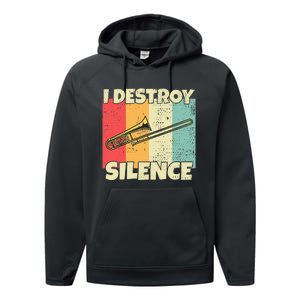 Funny Trombone Instrument I Destroy Silence For Trombone Performance Fleece Hoodie