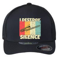 Funny Trombone Instrument I Destroy Silence For Trombone Flexfit Unipanel Trucker Cap
