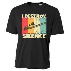 Funny Trombone Instrument I Destroy Silence For Trombone Cooling Performance Crew T-Shirt