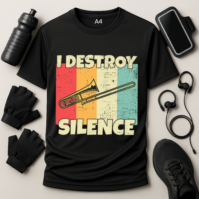 Funny Trombone Instrument I Destroy Silence For Trombone Performance Shirt