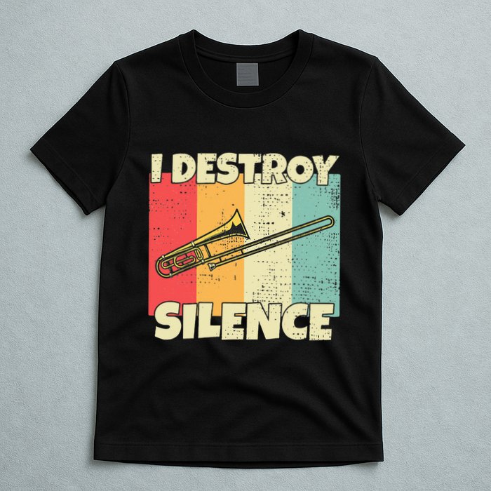 Funny Trombone Instrument I Destroy Silence For Trombone T-Shirt