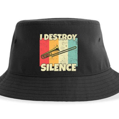 Funny Trombone Instrument I Destroy Silence For Trombone Sustainable Bucket Hat