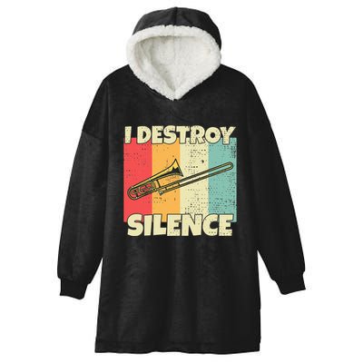 Funny Trombone Instrument I Destroy Silence For Trombone Hooded Wearable Blanket