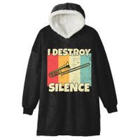 Funny Trombone Instrument I Destroy Silence For Trombone Hooded Wearable Blanket