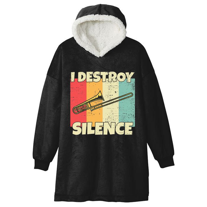 Funny Trombone Instrument I Destroy Silence For Trombone Hooded Wearable Blanket