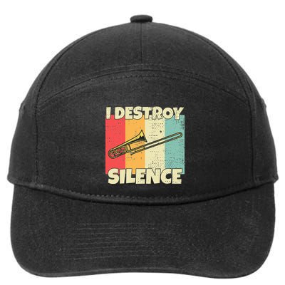 Funny Trombone Instrument I Destroy Silence For Trombone 7-Panel Snapback Hat
