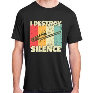 Funny Trombone Instrument I Destroy Silence For Trombone Adult ChromaSoft Performance T-Shirt