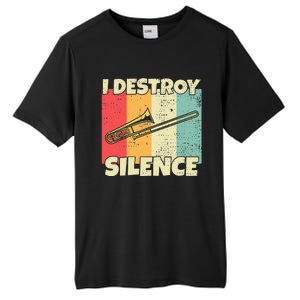 Funny Trombone Instrument I Destroy Silence For Trombone Tall Fusion ChromaSoft Performance T-Shirt