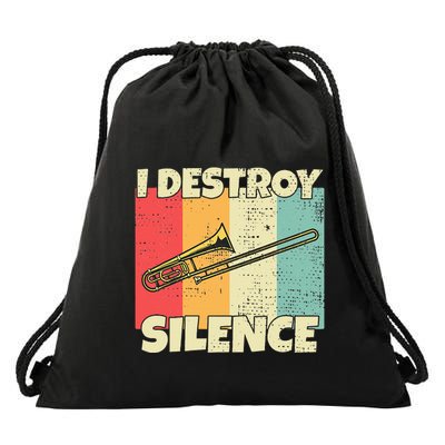 Funny Trombone Instrument I Destroy Silence For Trombone Drawstring Bag