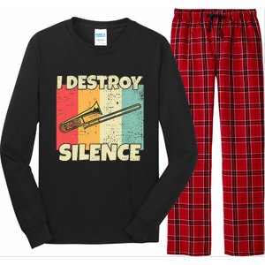 Funny Trombone Instrument I Destroy Silence For Trombone Long Sleeve Pajama Set