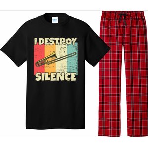 Funny Trombone Instrument I Destroy Silence For Trombone Pajama Set