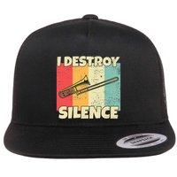 Funny Trombone Instrument I Destroy Silence For Trombone Flatbill Hat