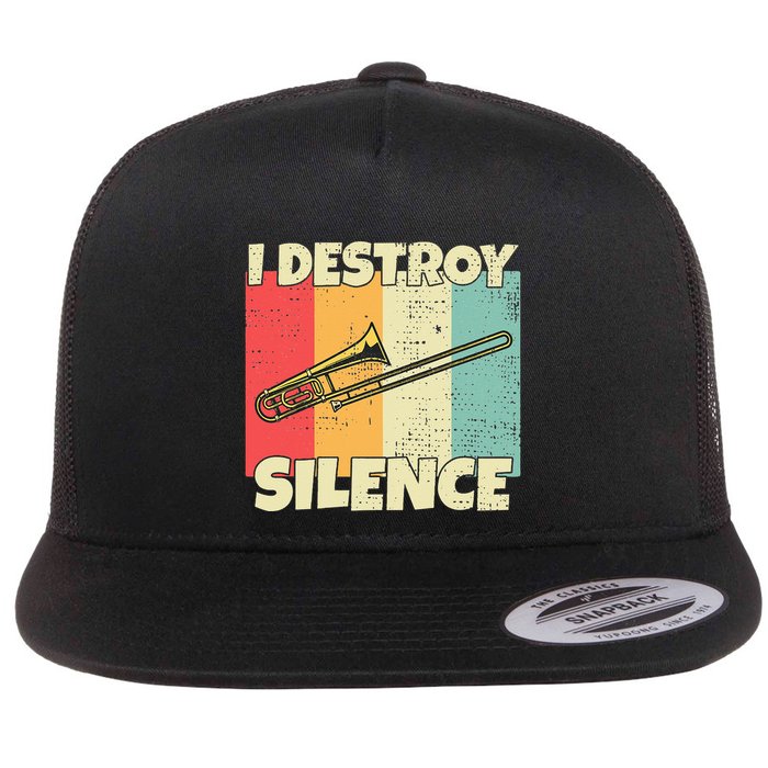 Funny Trombone Instrument I Destroy Silence For Trombone Flatbill Hat