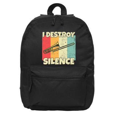 Funny Trombone Instrument I Destroy Silence For Trombone 16 in Basic Backpack