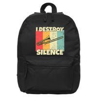 Funny Trombone Instrument I Destroy Silence For Trombone 16 in Basic Backpack