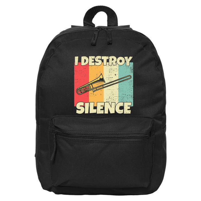 Funny Trombone Instrument I Destroy Silence For Trombone 16 in Basic Backpack