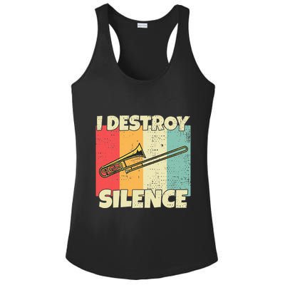 Funny Trombone Instrument I Destroy Silence For Trombone Ladies PosiCharge Competitor Racerback Tank