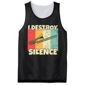 Funny Trombone Instrument I Destroy Silence For Trombone Mesh Reversible Basketball Jersey Tank