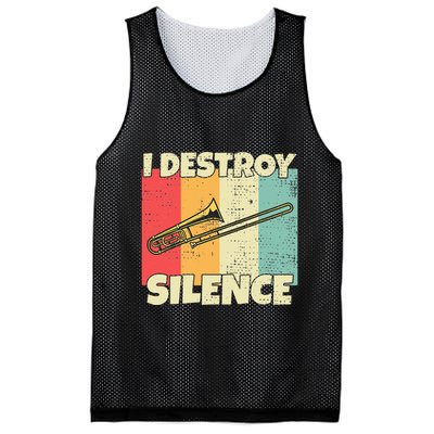 Funny Trombone Instrument I Destroy Silence For Trombone Mesh Reversible Basketball Jersey Tank