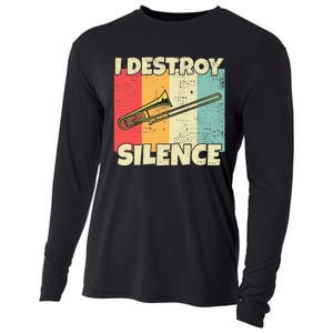 Funny Trombone Instrument I Destroy Silence For Trombone Cooling Performance Long Sleeve Crew