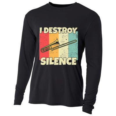 Funny Trombone Instrument I Destroy Silence For Trombone Cooling Performance Long Sleeve Crew