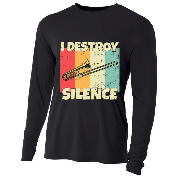 Funny Trombone Instrument I Destroy Silence For Trombone Cooling Performance Long Sleeve Crew