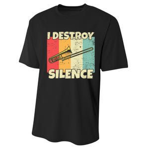 Funny Trombone Instrument I Destroy Silence For Trombone Performance Sprint T-Shirt