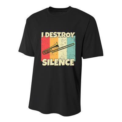 Funny Trombone Instrument I Destroy Silence For Trombone Youth Performance Sprint T-Shirt