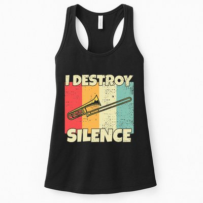 Funny Trombone Instrument I Destroy Silence For Trombone Womens Tank Top