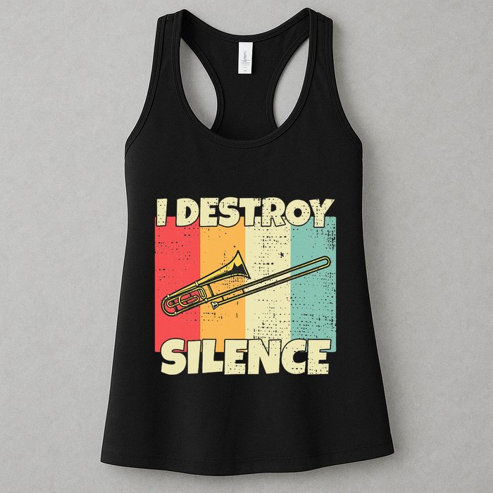 Funny Trombone Instrument I Destroy Silence For Trombone Womens Tank Top